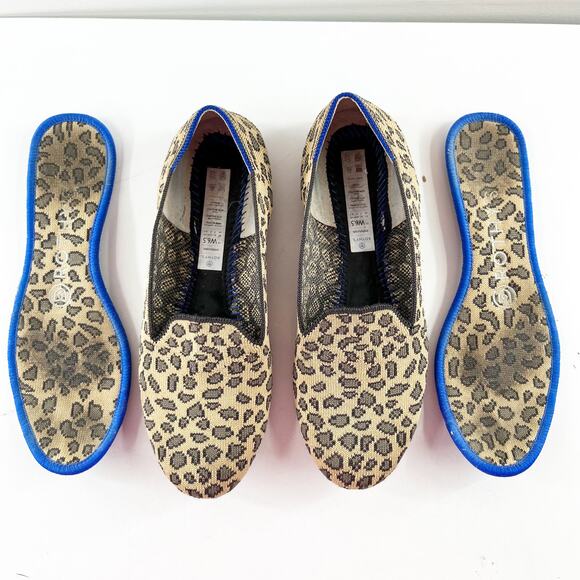 Rothys Spotted Leopard Print Slip On Round Toe Loafers Flat Tan 6.5 - Picture 8 of 9